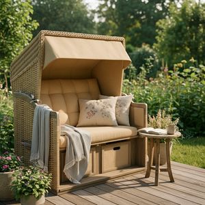 Gemütlicher Strandkorb im Garten